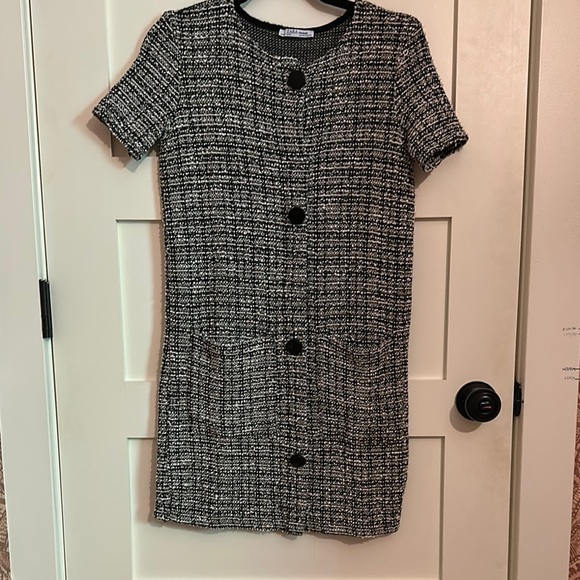Zara Dresses & Skirts - Zara Black and White Tweed Dress